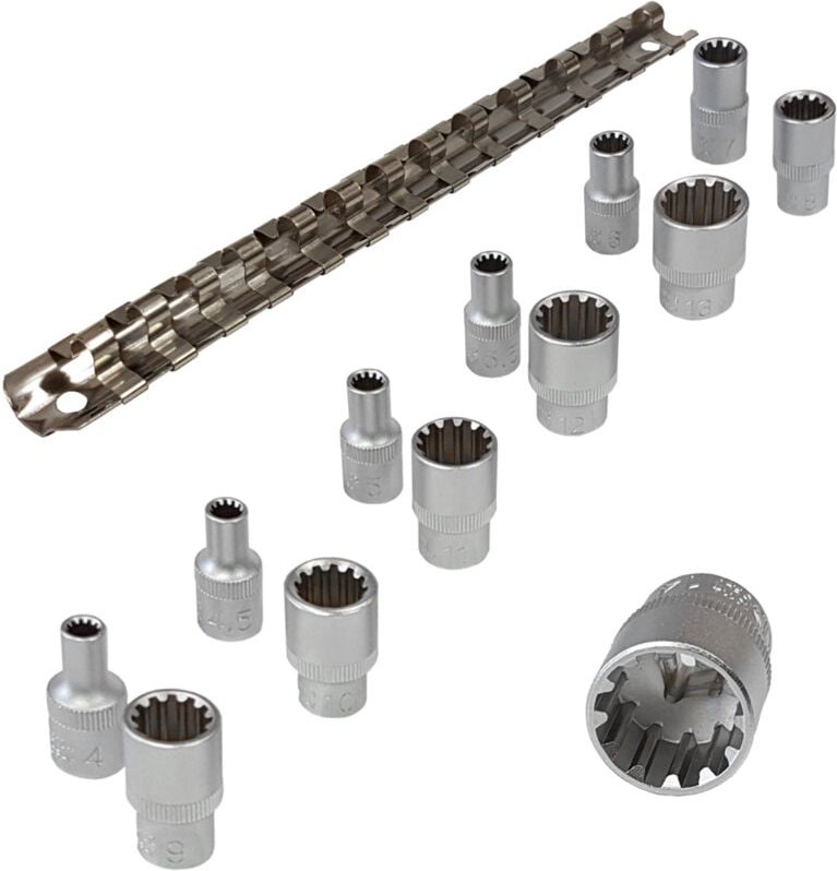 Bgs Technic - Steckschlüssel-Einsatz-Satz Gear Lock Antrieb Innenvierkant 6,3 mm (1/4') 13-tlg.