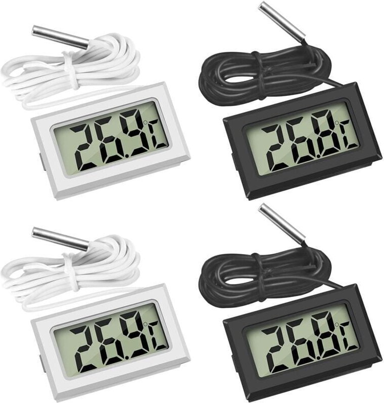 KZQ - 4-teiliges Kühlschrankthermometer, digitales LCD-Thermometer mit wasserdichter Sonde für Kühlschrank, Gefrierschra...