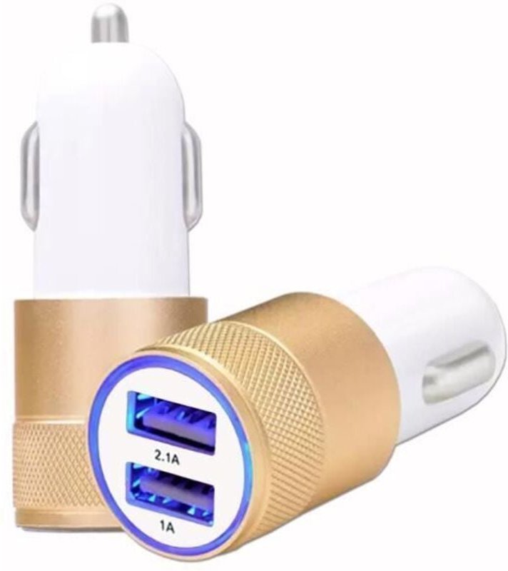 USB Zigarettenanzünder Ladegerät Gold mit doppelten Ports Ultra Schnell USB X2 Auto-Ladegerät 12-24V für Blu S91