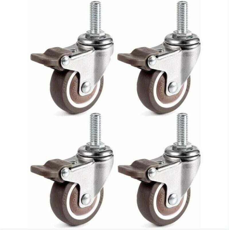 Ulisem 4 Stück Lenkrollen, 25 mm M6 x 15 mm Stange, Möbelrollen für Trolleys