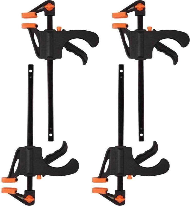 4-teiliges 4-Zoll-Ratschenklemmen-Set, Einhandklemmen, Wolfcraft Schnellspannklemme, Ratschen-Stangenzwinge für Holzbear...