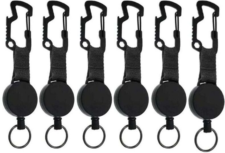Multifunktionaler, einziehbarer Schlüsselanhänger, 6 robuste Schlüsselanhänger mit Karabiner für verschiedene Werkzeuge,...