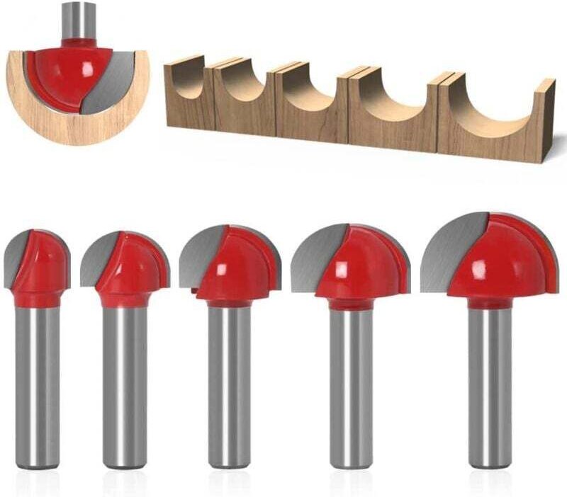5-teiliger Nutfräsersatz, 8-mm-Schaft – Hartmetall – Durchmesser 12/16/19/22/25,4 mm – Für Oberfräsen