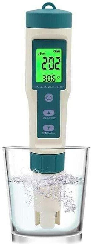 Elektronisches 8-in-1-pH-Meter für Schwimmbäder, XU, pH/TDS/Salz/SG/ORP/EC/Temperatur/H₂-Tester, Wasserqualitätsprüfer f...