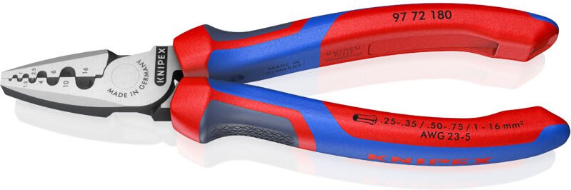 97 72 180 Crimpzange f. Aderendhülsen mit Mehrko.-Hülle 180 mm - Knipex