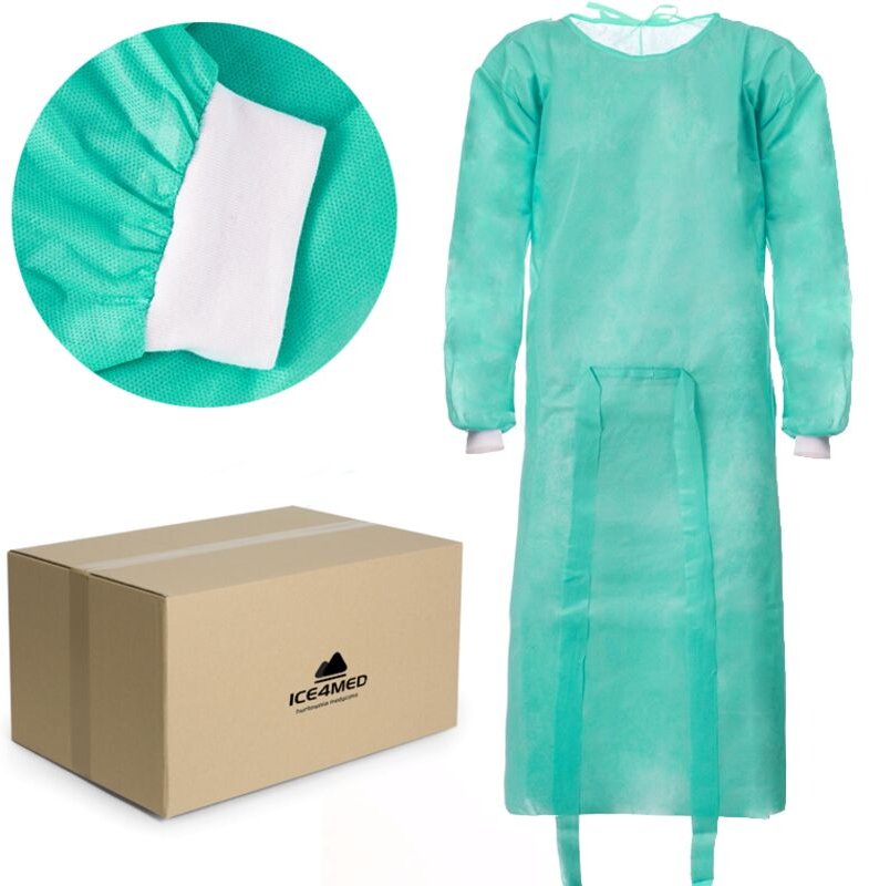 XXL grüne Einwegschürze mit Bündchen (24 g Vliesstoff), 100 Stück