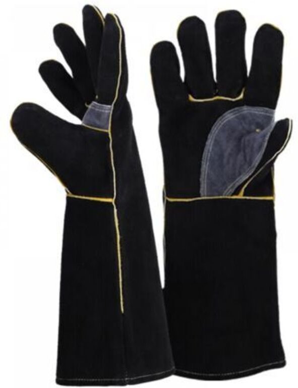 Feuer- und Hitzebeständige Handschuhe, aus Leder mit Kevlar-Nähten, perfekt für Kamin, Herd, Ofen, Grill, Schweißen, Bar...