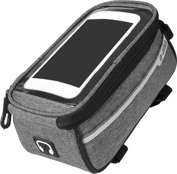Fahrrad-Telefonhalterung, Tasche für den vorderen Rahmen, Mountain Road, Zubehör für Passform unter 6 Zoll, Grau