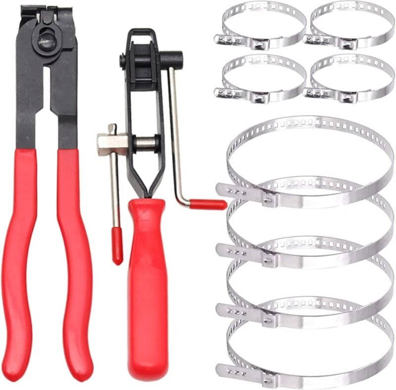 Lntyq BIGP 10-teiliges Schlauchklemmenzangen-Set, Universalgelenk-Klemmzange, inkl. 2 Werkzeugen, 8 Crimpbändern, passen...