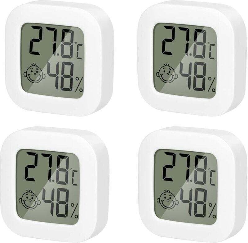 4er-Pack Mini-Thermometer-Hygrometer für den Innenbereich, hochpräzise Temperatur- und Hygrometerüberwachung mit Luftsym...