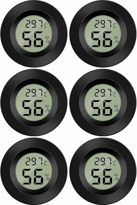 6 Stück – b) Mini-Digital-LCD-Thermometer, Hygrometer, Temperatur, Luftfeuchtigkeit -5070 ℃, 10 % 99 % relative Luftfeuc...