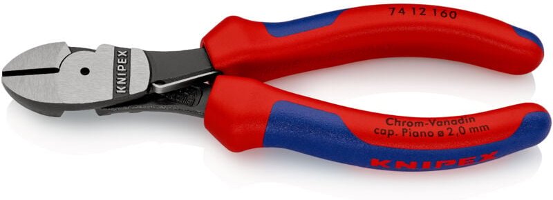 74 12 160 Kraft-Seitenschneider Mehrko.-Hülle schwarz atram. 160 mm - Knipex