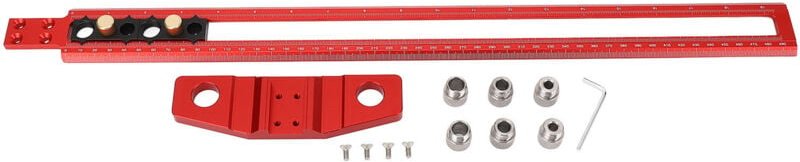 Bohrpositionierungslineal, quadratisches T-Lineal für die Holzbearbeitung aus Aluminiumlegierung, metrische Skala in Zol...