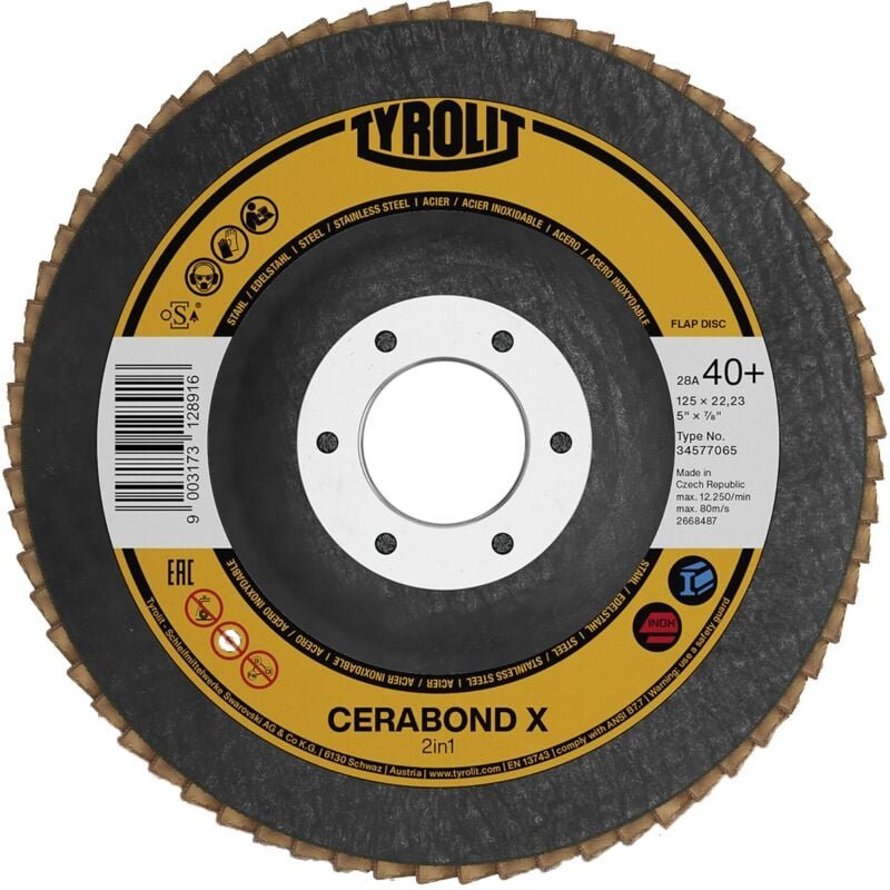 Tyrolit Schleiflamellenteller Cerabonx-X Premium gerade Schleifteller 125 mm K80