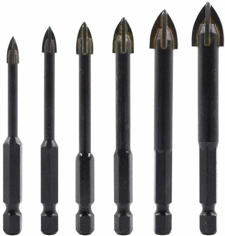 Hartmetallbohrer und Bohrerset für Fliesen - (Fliesen, Ziegel, Zement, Beton, Glas, Kunststoff, Metallblock, Holz)