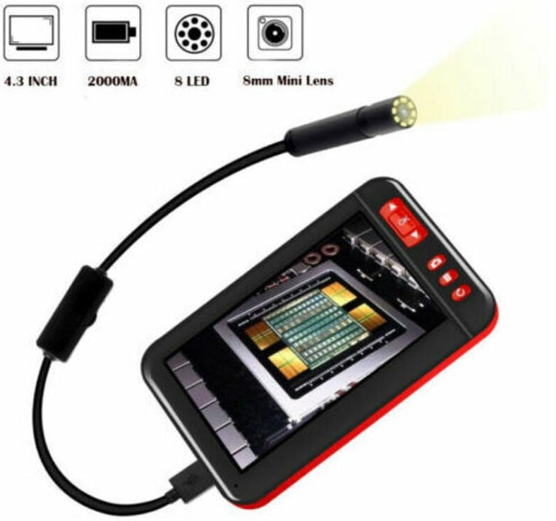 10-Meter-Industrie-Endoskop-Inspektionskamera + 4,3-Zoll-wasserdichter LCD-Bildschirm (1080p)