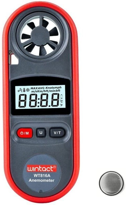 Tragbares Windgeschwindigkeitsmessgerät (Anemometer), digitales Lufttemperatur-Anemometer, Windgeschwindigkeitsmesser-Th...