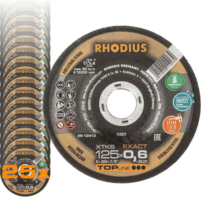 RHODIUS XTK6 EXACT, 25 Stück, 125 x 0,6 mm, Trennscheibe