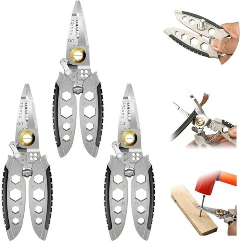 Professionelles Mehrzweck-Abisolierwerkzeug für elektrische Leitungen, 7 Zoll, robust (3-teilig)