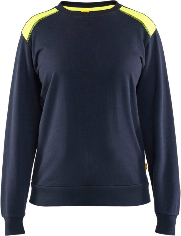 Arbeits-Sweatshirt Rundhals Damen 3408 - Dunkelblau/Neongelb S
