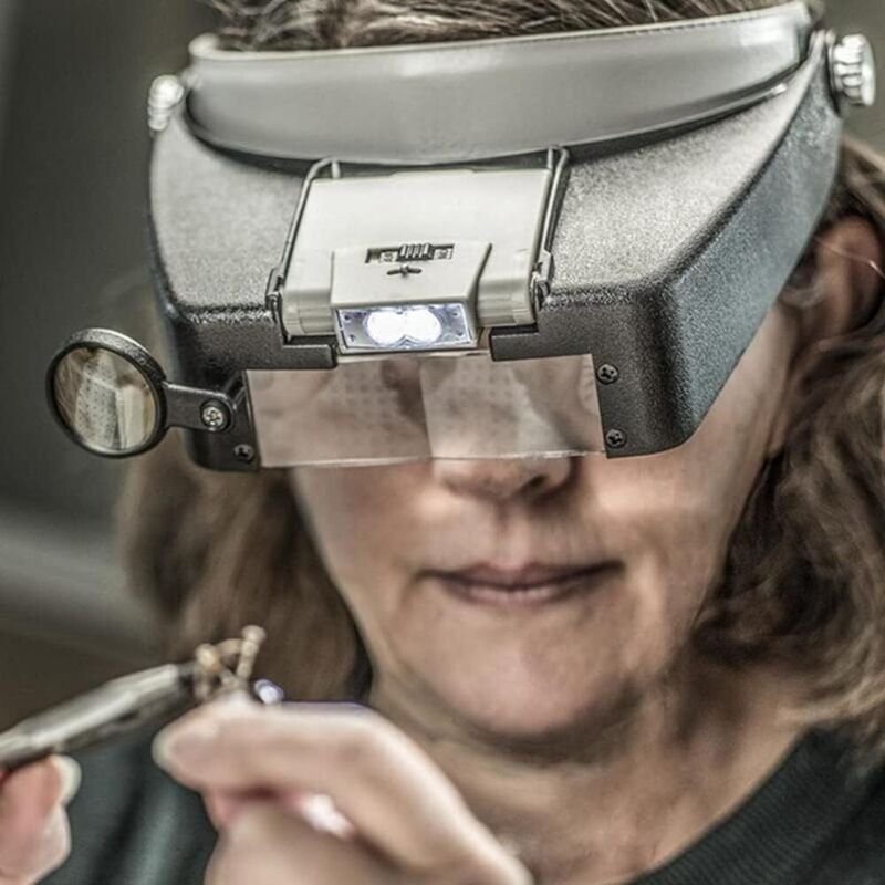 BEBUSINGOTO Stirnbandlupe LED-Scheinwerfer Juwelierlupe 1,5X 3 X 8,5X 10x