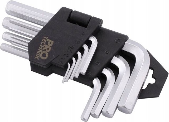 Satz mit 9 kurzen CrV-Inbusschlüsseln 1,5–10 mm