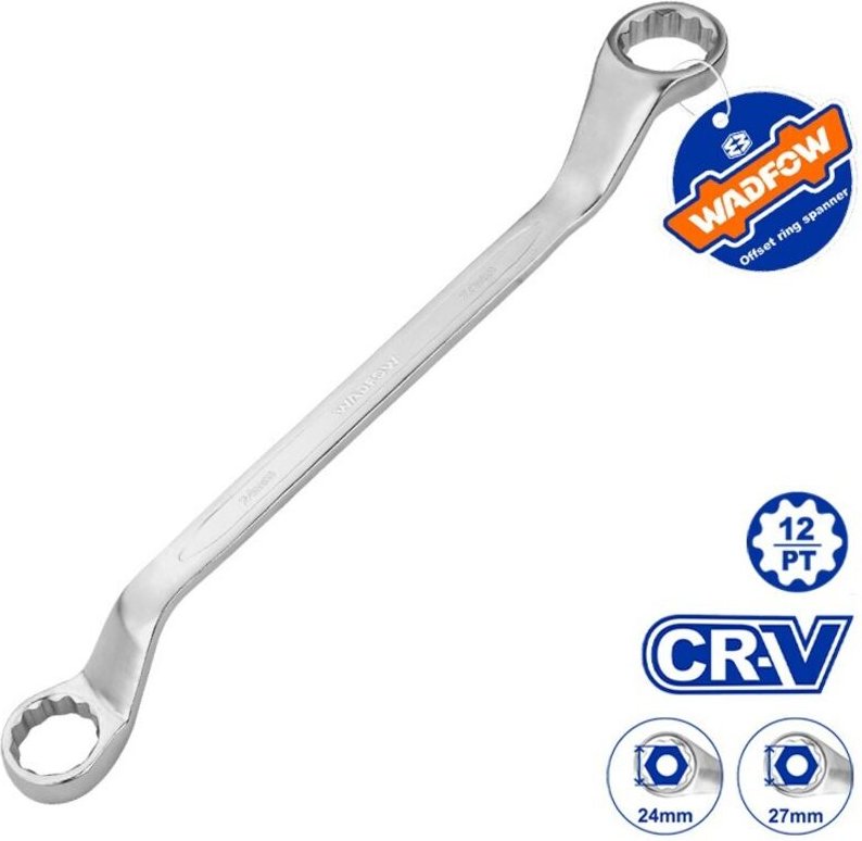 TOLSEN 6x7mm gekröpfter Ringschlüssel, Chrom-Vanadium-Stahl, verchromt und satiniert