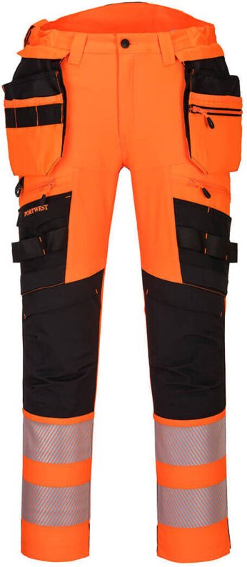 Hochsichtbare Dx4-Hose mit abnehmbaren, schwebenden Taschen Farbe: Orange/Schwarz Größe 36 - Portwest
