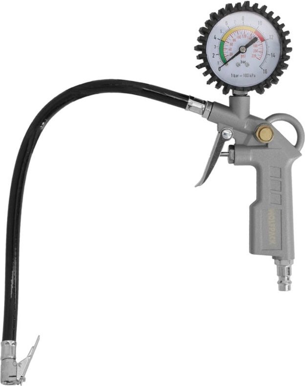 Reifenfüllpistole mit Ø75 mm (15 Bar) Manometer und 34 cm langem Schlauch