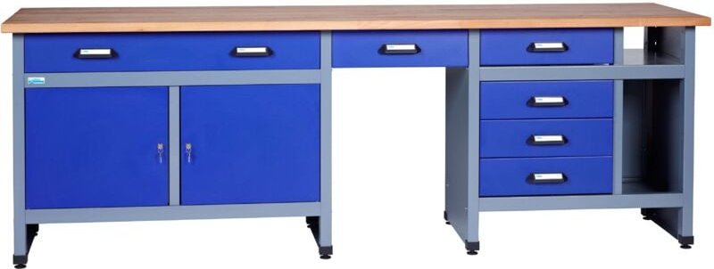 Kupper - Küpper Werkbank 12287, 240 cm breit, 2 Türen, 6 Schubladen, ultramarinblau