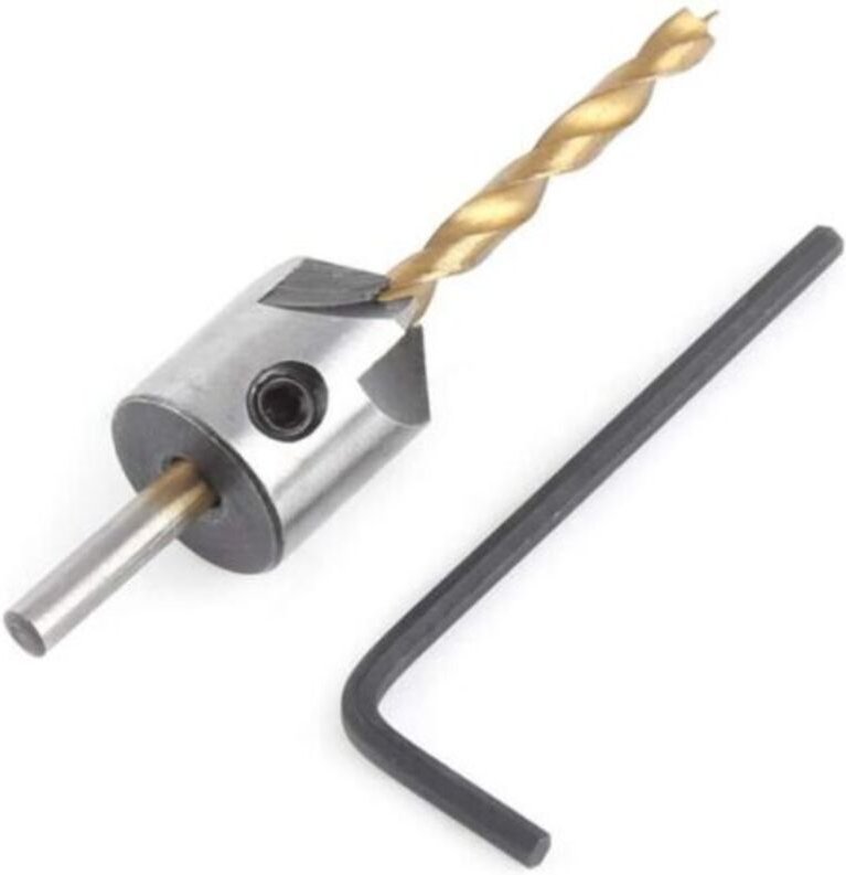 (5mm) Holzbohrer mit Senker, HSS Stahl Holzbohrer Hochgeschwindigkeitsfräser konisch mit Innensechskantschlüssel Anfaswe...
