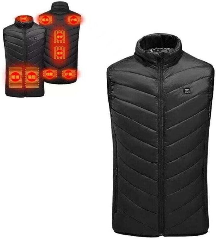 Beheizbare Jacke für Damen und Herren, elektrische Heizweste mit 9 Heizzonen, 3 Temperaturstufen, leichter Wintermantel ...