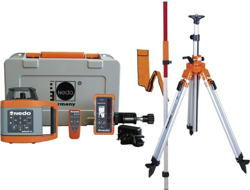 Rotationslaser Sirius 1 hv - Linienlaser mit Stativ IP65 - für Aushub- und Ausschachtungsarbeiten - Nedo