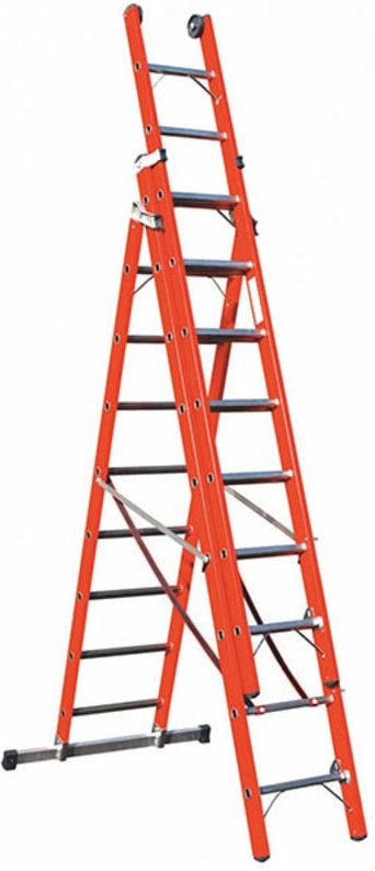 Elektrikerleiter 14+14+14 Sprossen - Erreichbare Höhe 9.37m - SCAV047/14