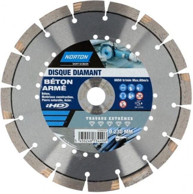 NORTON segmentierte Hochleistungs-Diamanttrennscheibe für Baumaterialien, 230 mm Durchmesser Norton