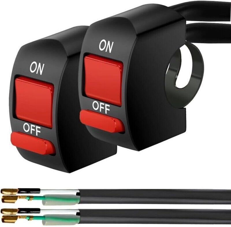 2 Stück 22-mm-Lenkerschalter, Motorrad-Lenkerschalter, universeller wasserdichter Elektrostarter, LED-Scheinwerfer Ein/A...