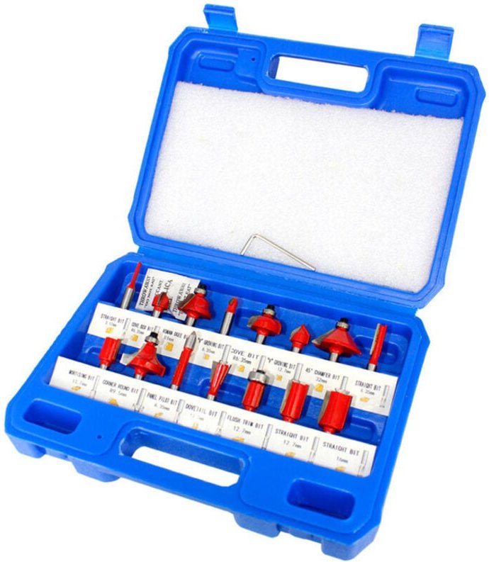 Gabrielle - Box mit 15 Fräsern, 6,35 mm 1/4 Zoll Schaft, Kantenschneider, Graveur, Holzbearbeitungsfräser, Hartmetallspi...