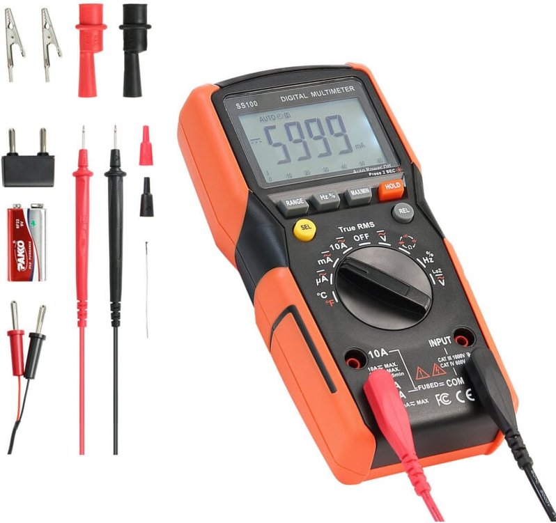 Mophorn Digitalmultimeter mit 6000 Zählwerten, TRMS DC/AC-Voltmeter und Stromtester, automatische Bereichswahl für Messu...