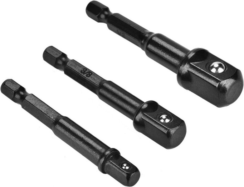 Eosnow 3-teiliger schwarzer Stecknuss-Adapter, 1/4 Zoll Sechskantschaft auf 1/4 Zoll, 3/8 Zoll, 1/2 Zoll Vierkantkopf-Bo...