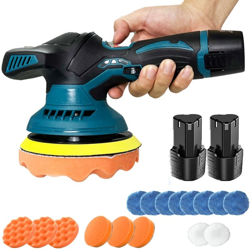 Polierer, 6-Zoll-Akku-Rotations-Autopolierer, Schleifer, Puffer, elektrische Poliermaschine, Wachsgerät, 6-Gang-Pads, 16...