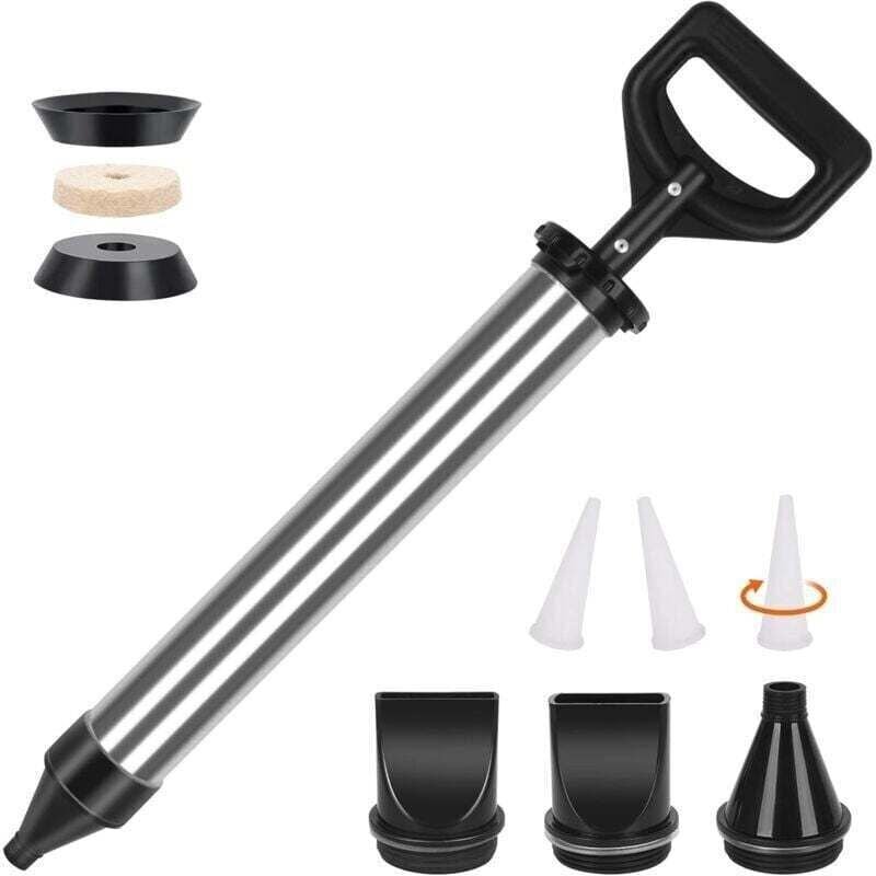 Vtizikl Pistolet à coulis pour mortier - Pompe à mortier en acier inoxydable, seringue à mortier - Manuel, avec 4 buses-