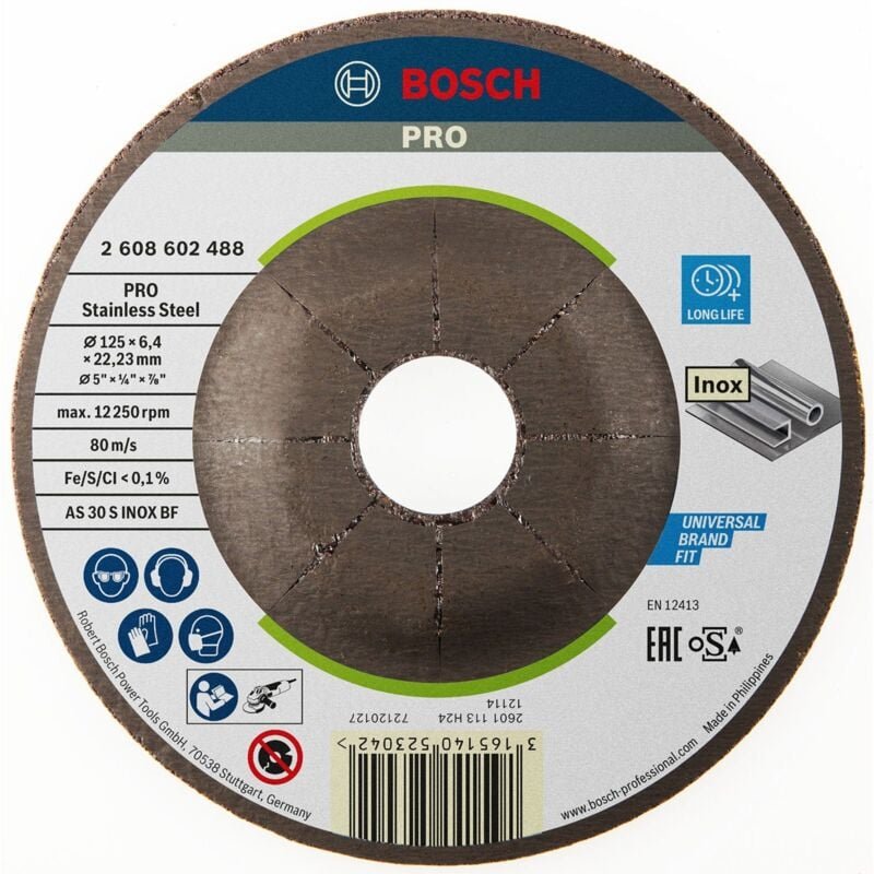 Bosch PRO Stainless Steel Schleifscheibe 125 x 6 x 22,23 mm - 2608602488