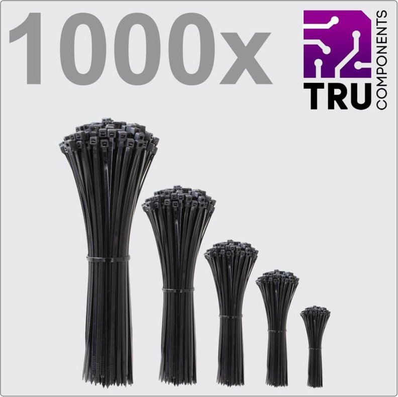 Tru Components - TC-12888560 T24CA072 Kabelbinder 3.6 mm Schwarz UV-stabilisiert 1000 St.