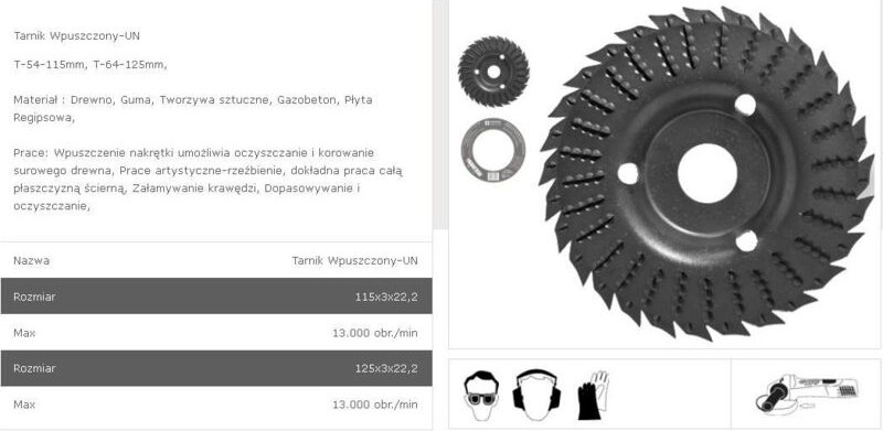 Tarpol tarnik wpuszczony fi = 125mm x 3 x 22,2mm, uniwersalny t-64