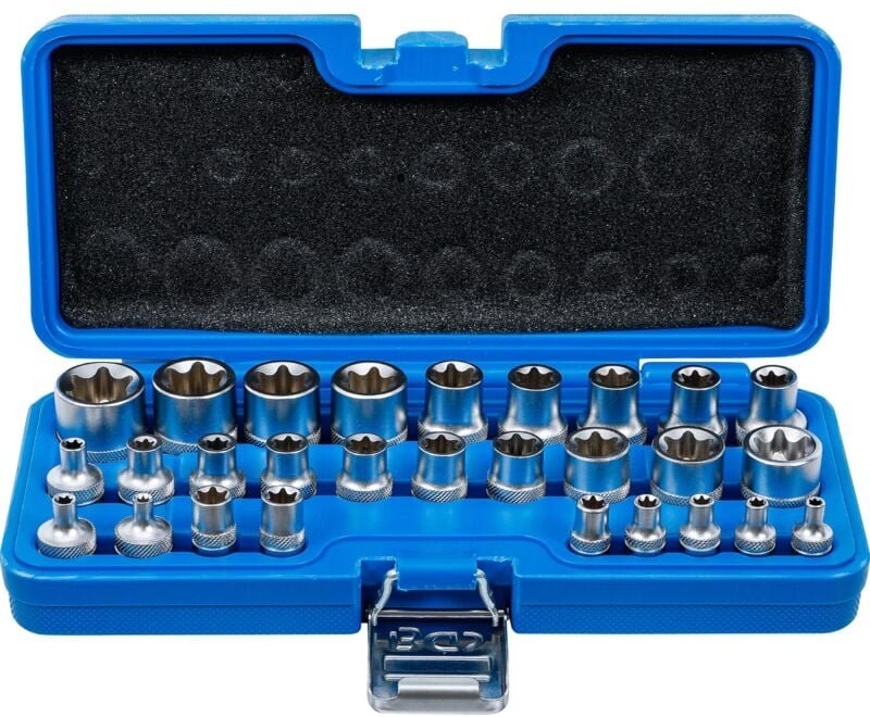 Bgs Technic - Steckschlüssel-Einsatz-Satz, E-Profil Antrieb Innenvierkant 6,3 mm (1/4') / 12,5 mm (1/2') sw E4 - E24 28-...