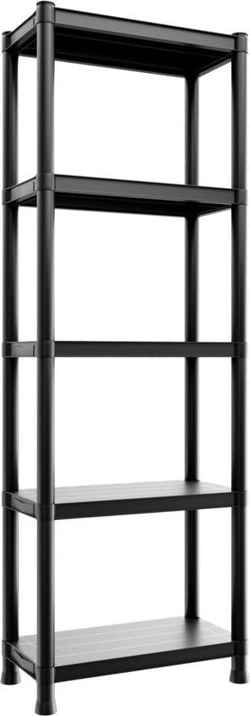 Titan S - Modulares Regal mit 5 Ebenen 60x30xH180 cm aus schwarzem Kunststoff