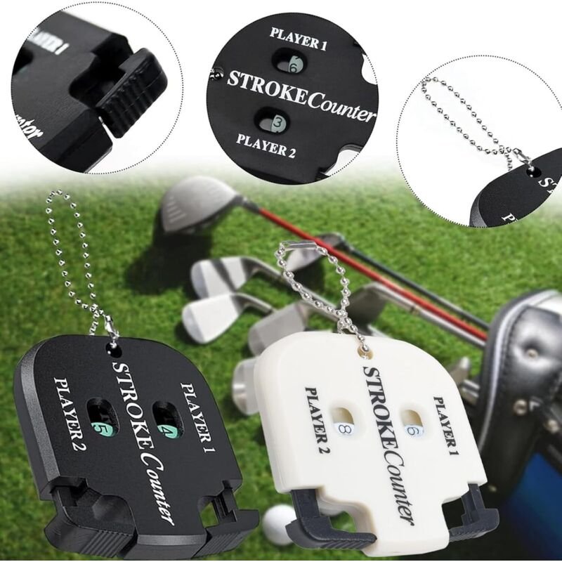 Jalleria - Stück Golf-Punktezähler, Golf-Punktezähler mit 2 Karabinern, Schusszähler mit Schlüsselanhänger für 2 Spieler...