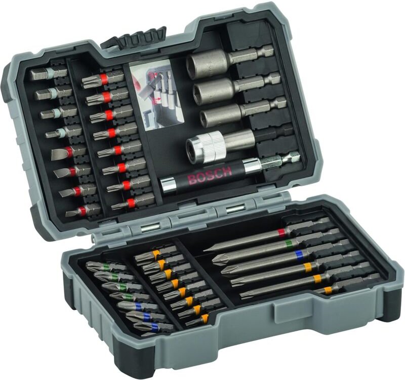 Bosch Professional 43-teilige Extra Hard Schrauberbit-Sets (ph, pz, sl, t, TH-Bit, Hammer und Schraubendreher-Zubehör)