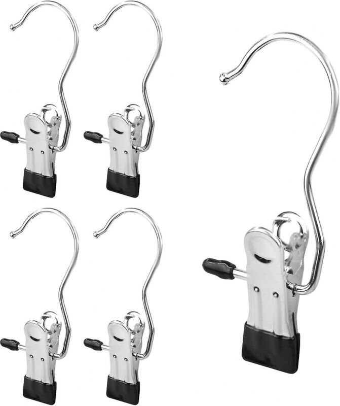Kleiderhaken aus Edelstahl, 5 Stück, rutschfest, zum Aufhängen von Kleidung (schwarz)