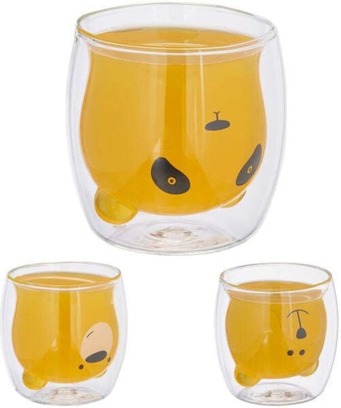 Double walled bear glasses set of 3